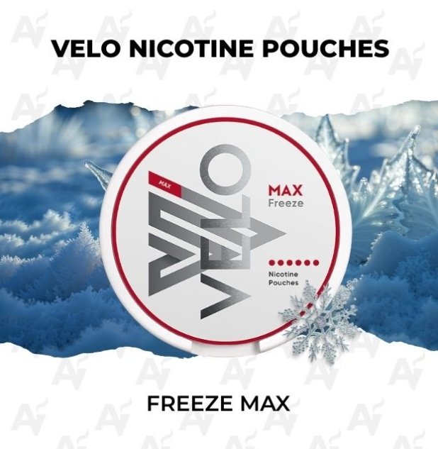 VELO Freeze Max 14mg Nicotine Pouches Australia Can of VELO Freeze Max 14mg nicotine pouches in Australia displaying dark blue ultra cold mint slim design | velo nicotine pouches freeze max 14mg australia.jpg