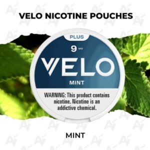 Front view of a VELO Nicotine Pouches Mint 9mg can on an icy background for Australian customers | velo nicotine pouches mint 9mg australia.jpg