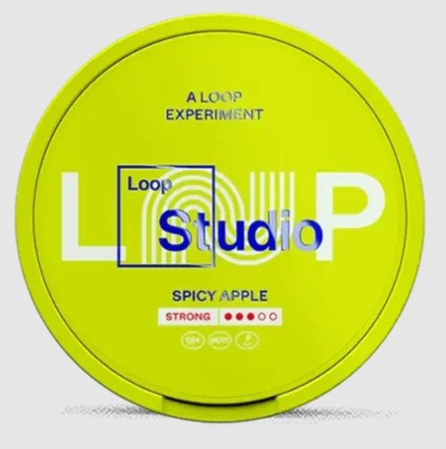 buy loop spicy apple strong australia.jpg Can of LOOP Spicy Apple Strong 9.4mg all white nicotine pouches for Australian buyers | buy loop spicy apple strong australia.jpg