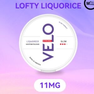 VELO Mini Moist Lofty Liquorice 11mg can top view for Australian orders | buy velo mini moist lofty liquorice australia