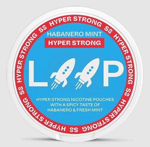 LOOP Habanero Mint Hyper Strong Can Can of LOOP Habanero Mint Hyper Strong 15.6mg all white nicotine pouches| loop habanero mint hyper strong 15 6mg front.jpg