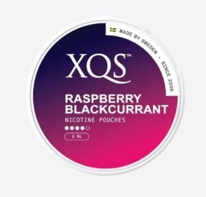 Can of XQS Raspberry Blackcurrant 10mg nicotine pouches Australia| xqs raspberry blackcurrant 10mg can.jpg